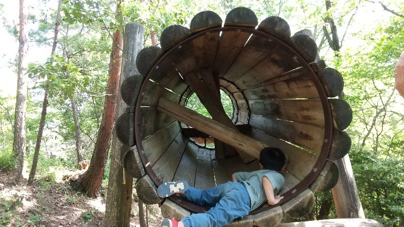 えひめ森林公園フィールドアスレチック11. 佐田岬の丸太のトンネルくぐり