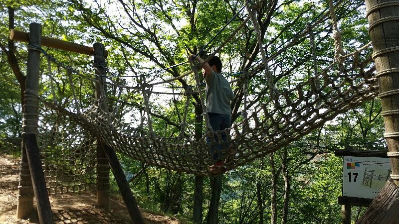 えひめ森林公園フィールドアスレチック17.高瀑のネットの上を渡る