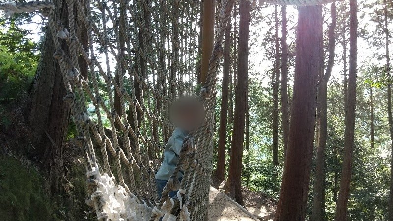 えひめ森林公園フィールドアスレチック24.金砂湖のネットに飛び込む