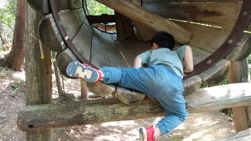 えひめ森林公園フィールドアスレチック11. 佐田岬の丸太のトンネルくぐり