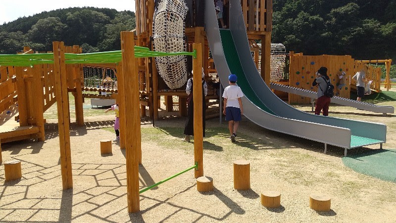 西予ちぬやパーク（西予児童公園）、せいよジオ-SANPOH！メインの大型複合遊具、ステップ台とうんてい