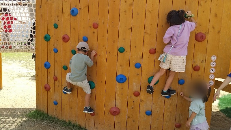 西予ちぬやパーク（西予児童公園）、せいよジオ-SANPOH！メインの大型複合遊具のボルダリング
