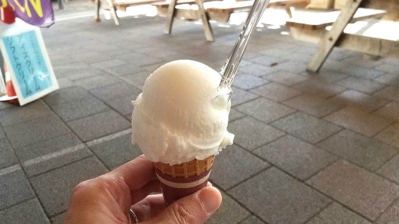 「道の駅　風早の郷　風和里（ふわり）」美しい海が見える松山市唯一の道の駅、軽食コーナーのアイスクリーム&ソフトクリーム「モンテサント」のミルクアイスクリーム